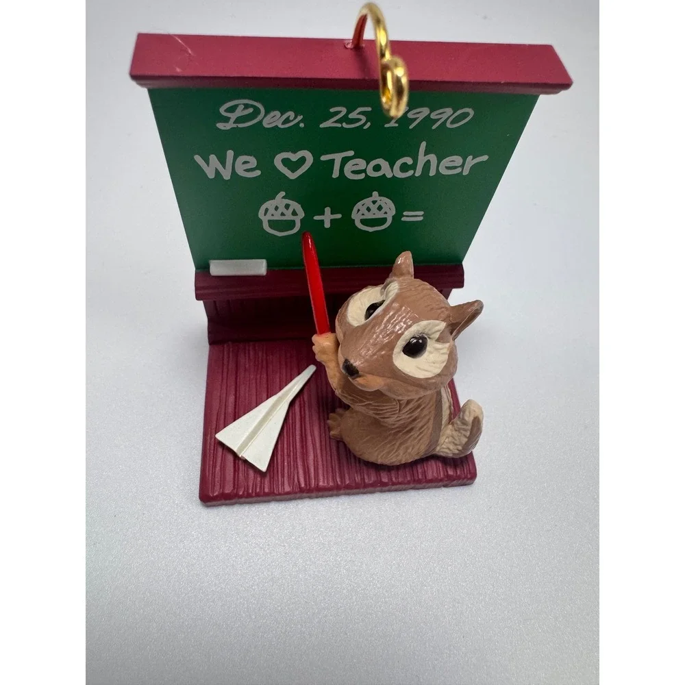Vintage 1990 Hallmark Keepsake Ornament Teacher Chipmunk Chalkboard QX448-3